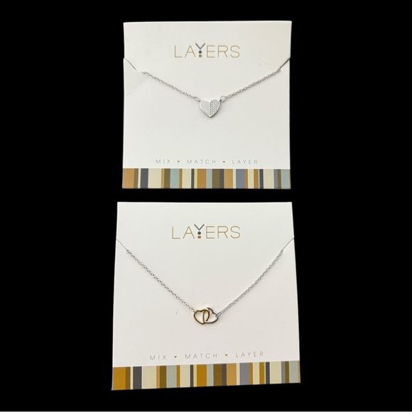 Layers Necklaces - Silver Heart & Two Tone Hearts - Both are new! - Picture 5 of 5